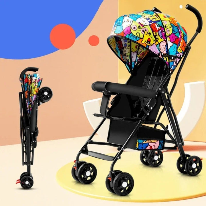 Foldable Baby Stroller Lightweight Infant Stroller with Large Windproof Sunshade Super Load-Bearing Baby Pram for Baby Boys Girl