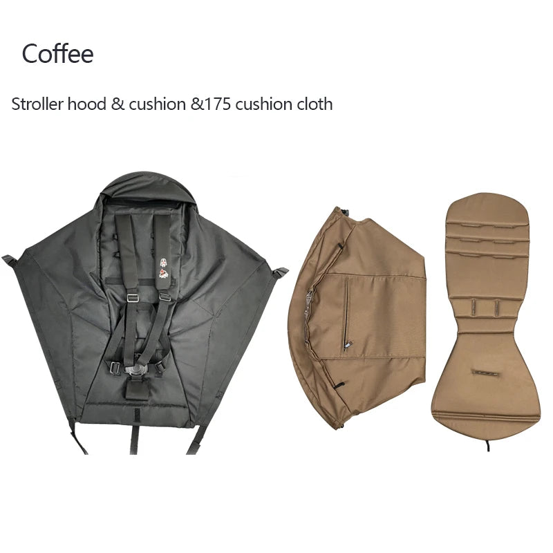 3Pcs/Set 175 Stroller Accessories Canopy Cover Seat Cushion Compatible with Babyzen YOYO Cover Seat Mattress with Zipper Pocket
