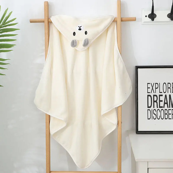 Baby Bath Towel with Hooded Cloak Children'S Bath Towel Soft Water Absorption Warm Coral Velvet
