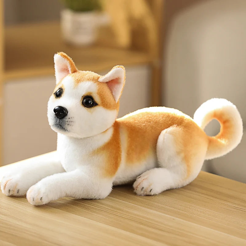 Stuffed Animals Plush Toy White/Brown Dog Plush Cartoon Toy for Children'S Soft Gifts New Realistic Plush Simulation Smart Dog