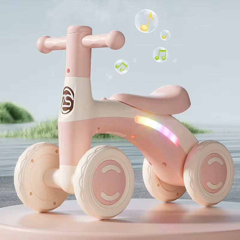 Baby Glider Bike Four-Wheel Toddler Walker Silent Wheels Anti-Tipping Children Balance Training Exercise Mini Ride-On Toys Gifts