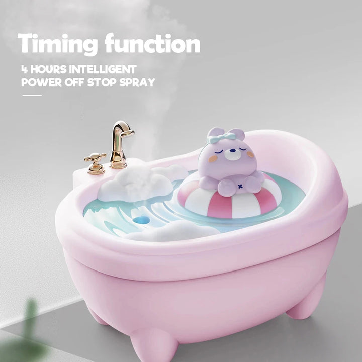 Cartoon Air Humidifier Colourful Lighting 340ML Mini Bathtub Shape Diffuser Kids Toy Cute Duck Humidifiers Cars Desktop Silent