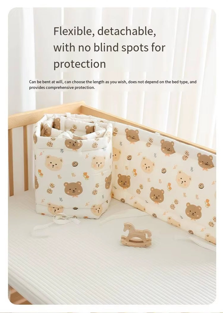 Newborn Baby Crib Surround Pure Cotton Breathable Anti-Collision Cushioning Soft Bag One-Piece Baby Bed with Children'S Splicing