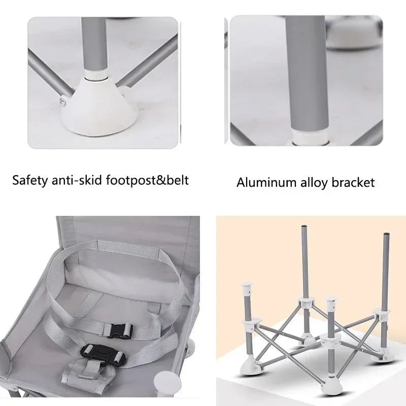 Foldable Portable Compact Baby Chair with Safe Belt Good Aluminium Alloy Chair for Travel Camping Picnics for Indoor Outdoor
