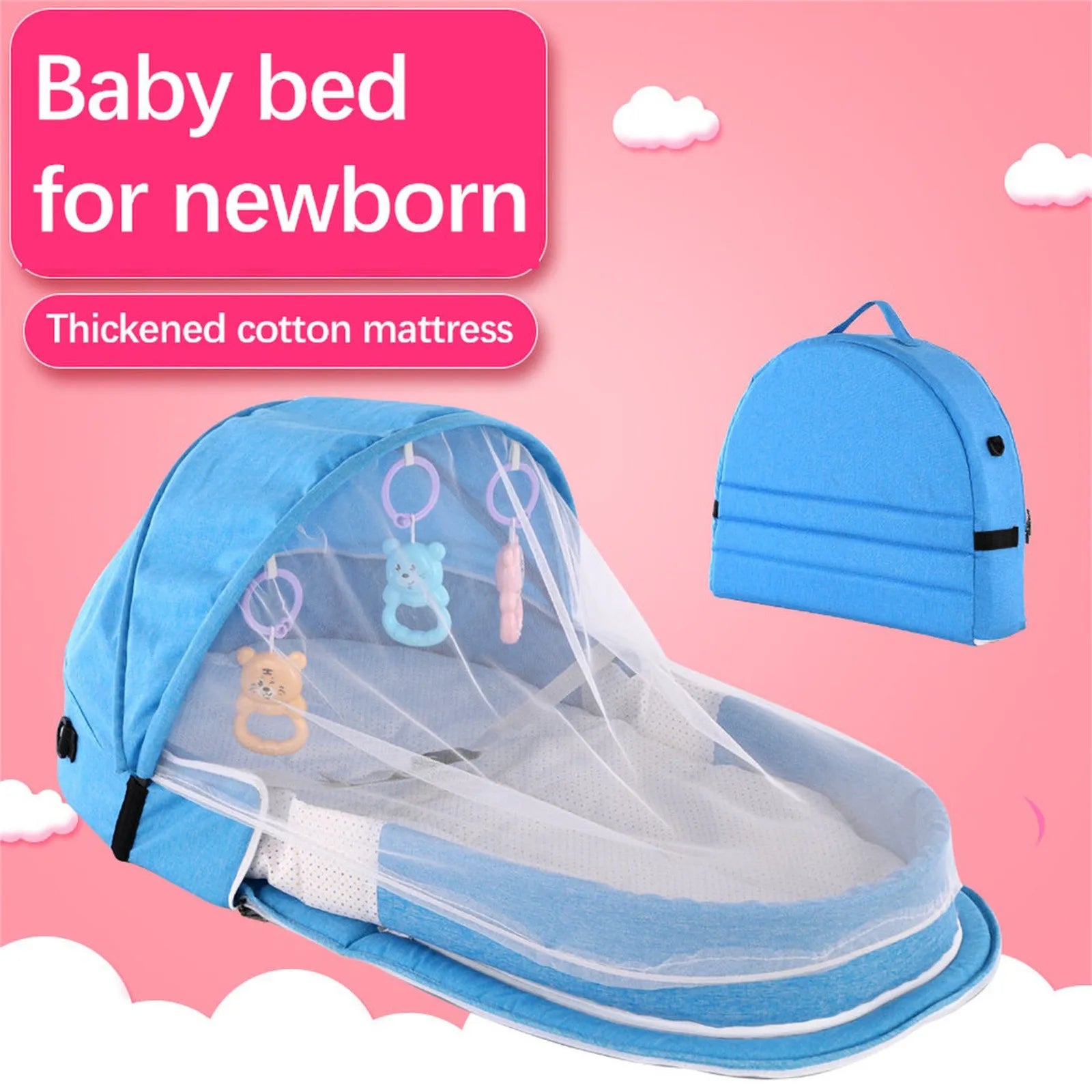 Outdoor Portable Baby Bed Newborn Baby Isolation Bionic Travel Crib Convenient Folding Anti-Stress Crib Middle Bed Baby Bassinet