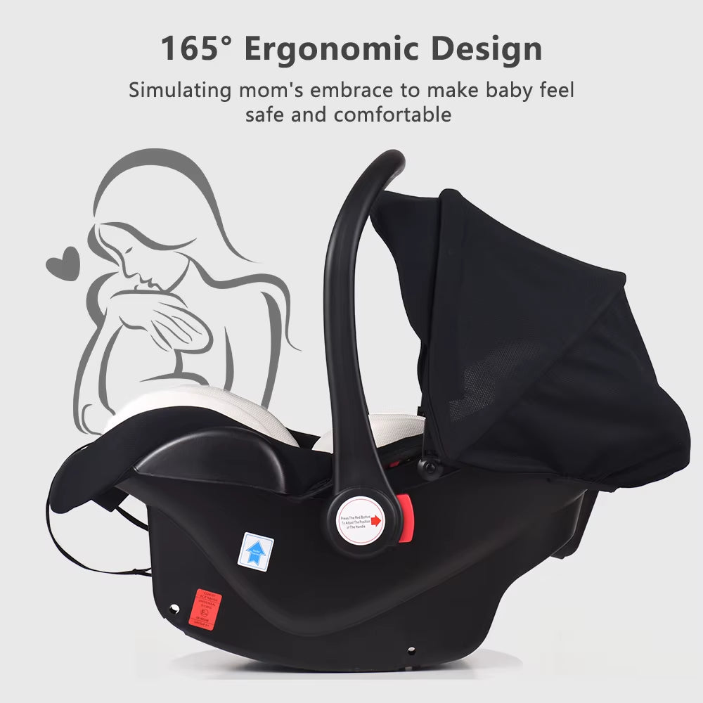 C018 Infant Car Seat Baby Car Seat with Carry Handle Adjustable Canopy 13Kg Load Bearing for Newborn Babies Infants