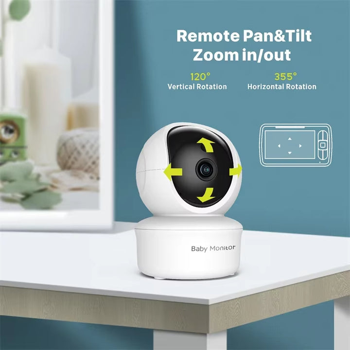 5Inch Video Baby Monitor with Remote Pan-Tilt-Zoom Camera and Audio.Two Way Talk VOX Mode Lullabies Babyphone