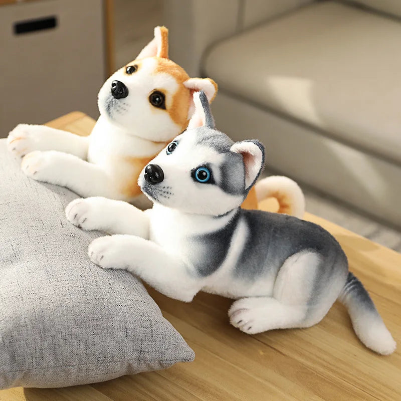 Stuffed Animals Plush Toy White/Brown Dog Plush Cartoon Toy for Children'S Soft Gifts New Realistic Plush Simulation Smart Dog
