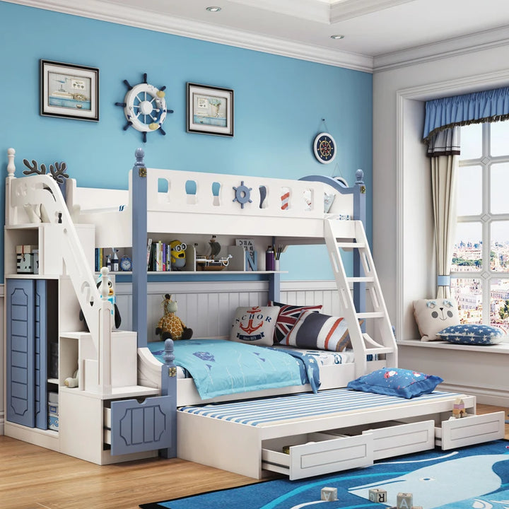 Bunk Bed Childrens Toddler Baby Crib Bassinet Montessori Trundle Princess Monster Wooden Hut Mezzanine Cradle Cot Letto Bambini