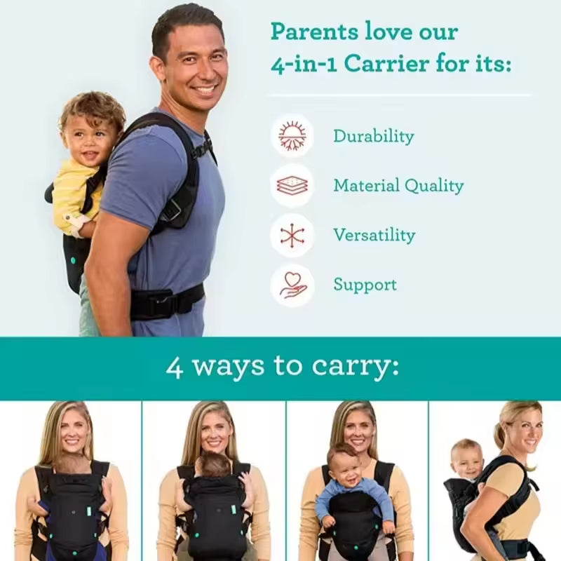 4 in 1 Baby Carrier Strap Newborn to Toddler Multifunctional Baby Sling Wrap Stretchy Carrier Babies Kangaroo Bag Convertible
