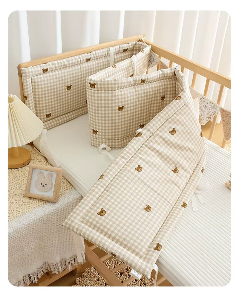 Newborn Baby Crib Surround Pure Cotton Breathable Anti-Collision Cushioning Soft Bag One-Piece Baby Bed with Children'S Splicing