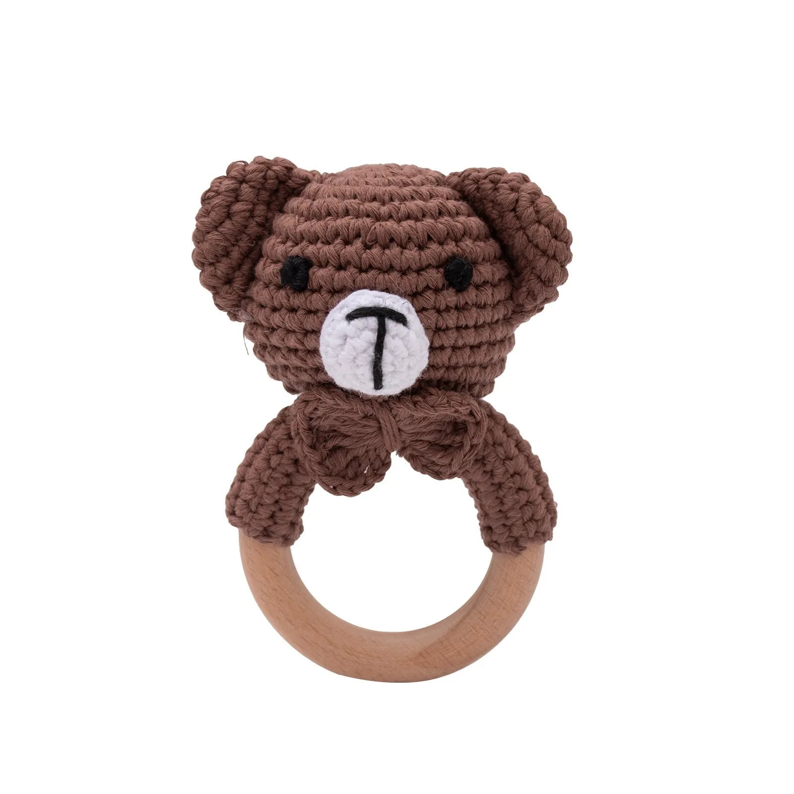 Wooden Rattle Baby Teether for Kids Teething Rings Animal Crochet Rattle Elephant Wooden Babies Gym Montessori Children'S Toys