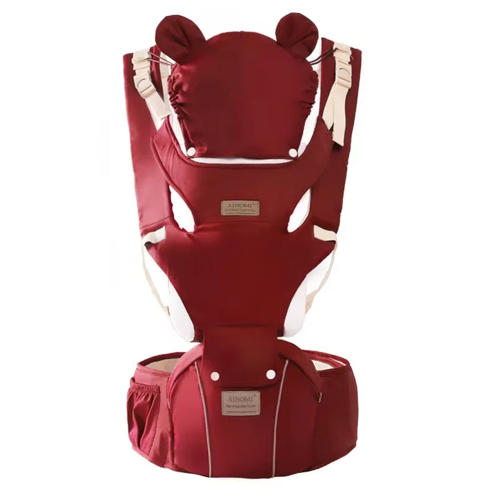 3 in 1 Baby Hipseat Carrier Backpack Straps for Infant Toddler 0-36M Ergonomic with Windproof Hat for Winter Luminous Strips