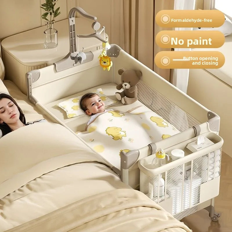 Portable Convertible Foldable Baby Crib with Diaper Station Adjustable for Newborn Safe Modern Design Boy Girl Baby Bassinet
