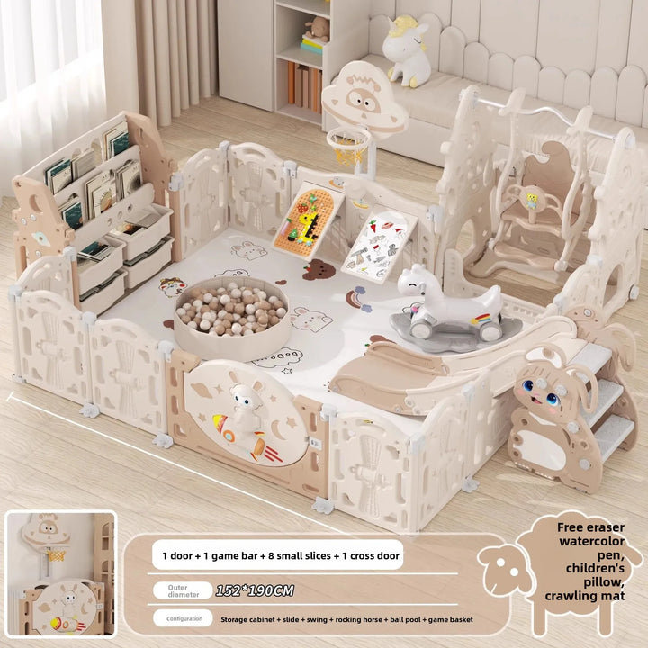 Baby Safety Guardrail Indoor Play Yard with Fence Plastic Crawling Mat Children'S Ground Crawling Playground Baby Fence