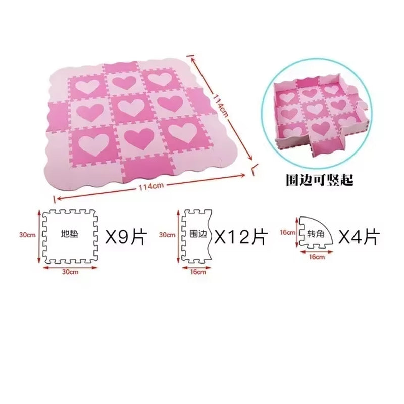 25Pcs/Lot Cartoon Animal Pattern Carpet EVA Foam Puzzle Mats Baby Play Mat Toy Floor Playmat with Fence Floor New Children'S Rug