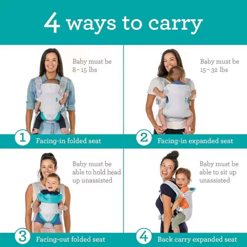 4 in 1 Baby Carrier Strap Newborn to Toddler Multifunctional Baby Sling Wrap Stretchy Carrier Babies Kangaroo Bag Convertible