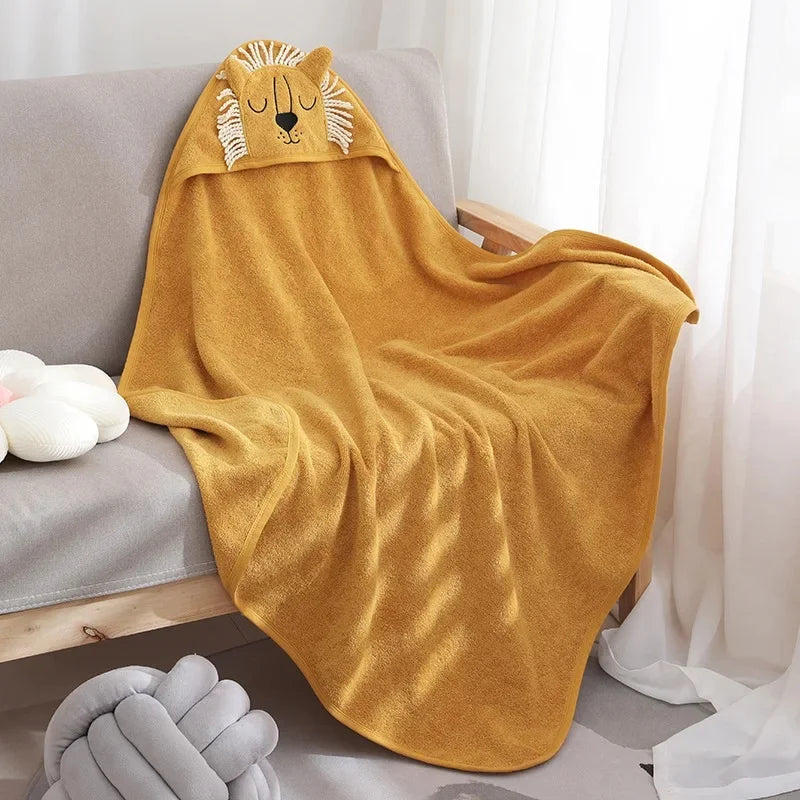 Pure Cotton Baby Bath Towel Absorbent Hooded 32-Ply Non-Shedding Newborn Children Cape Baby Wrap Blanket Summer Season