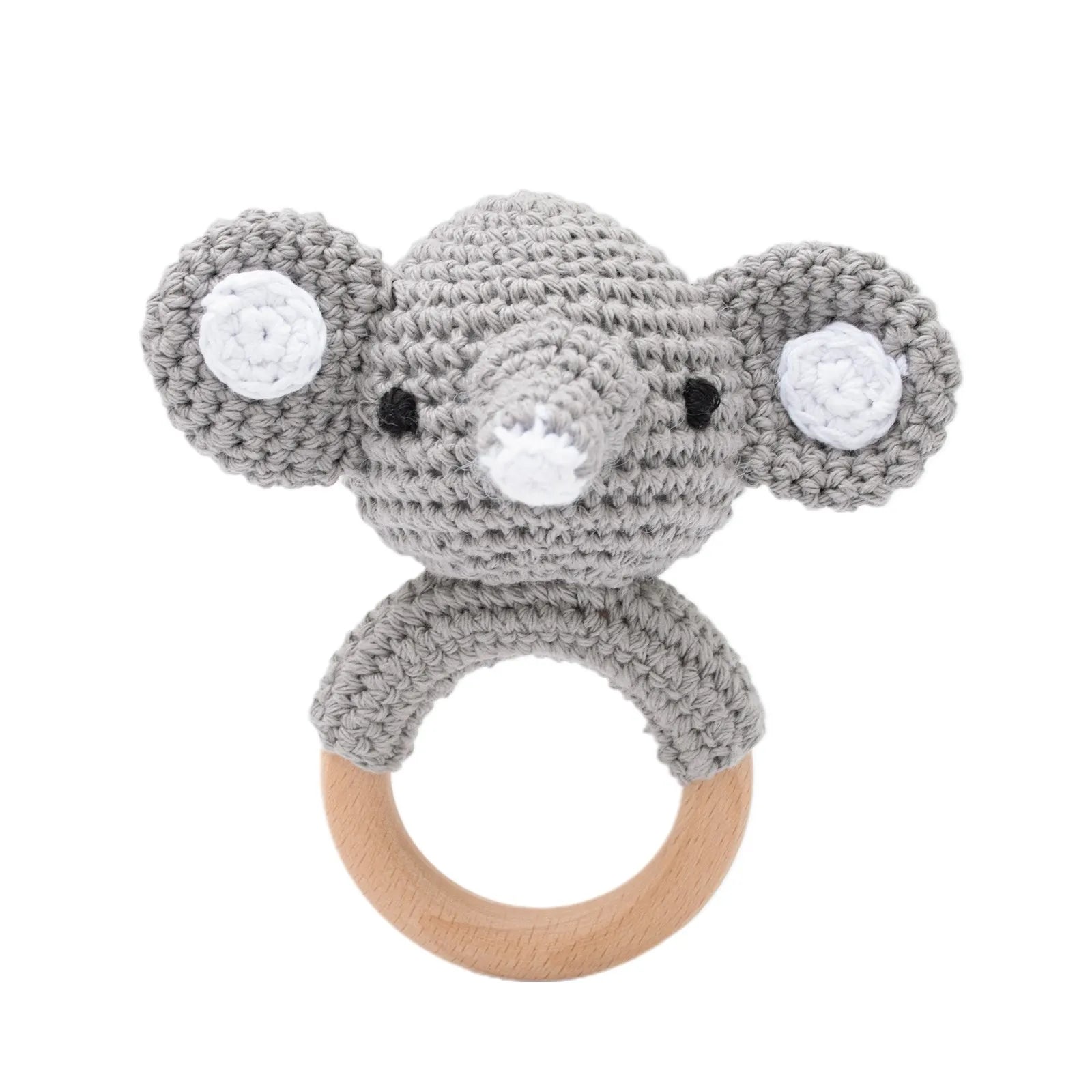Wooden Rattle Baby Teether for Kids Teething Rings Animal Crochet Rattle Elephant Wooden Babies Gym Montessori Children'S Toys