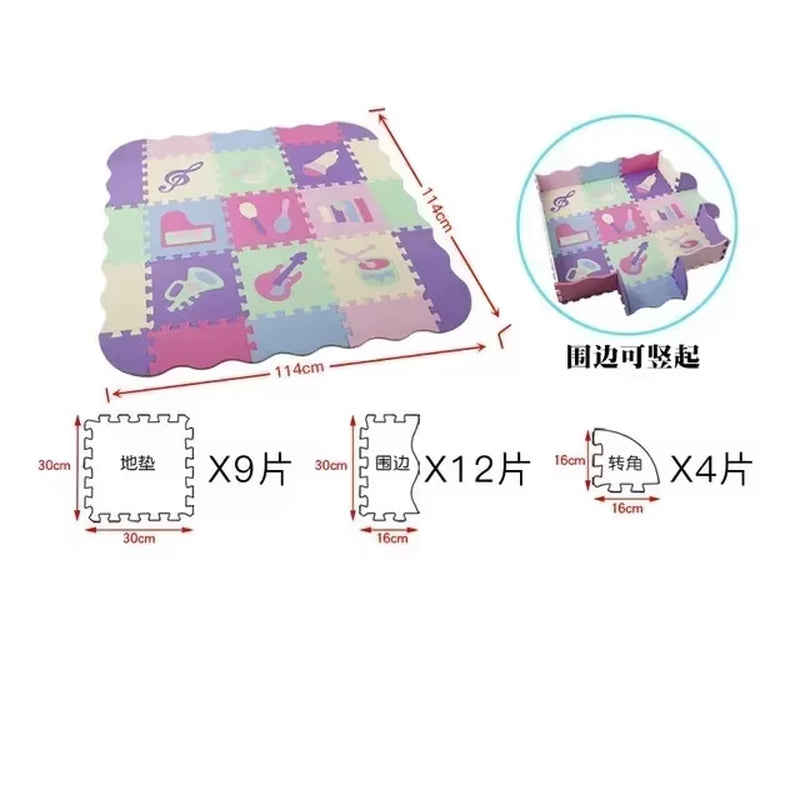 25Pcs/Lot Cartoon Animal Pattern Carpet EVA Foam Puzzle Mats Baby Play Mat Toy Floor Playmat with Fence Floor New Children'S Rug