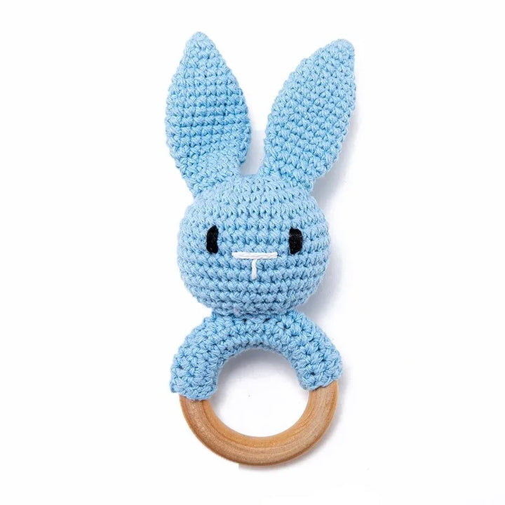 Wooden Rattle Baby Teether for Kids Teething Rings Animal Crochet Rattle Elephant Wooden Babies Gym Montessori Children'S Toys