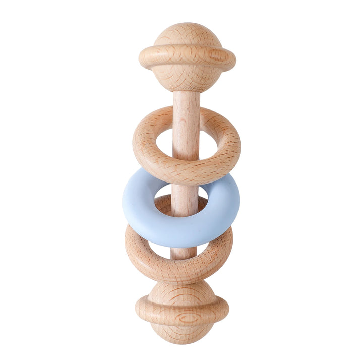 Baby Toys Wooden Rattles Silicone Ring Baby Rattles and Mobiles 0 12 Months Sensory Toys for Baby Wooden Teether for Baby Gifts