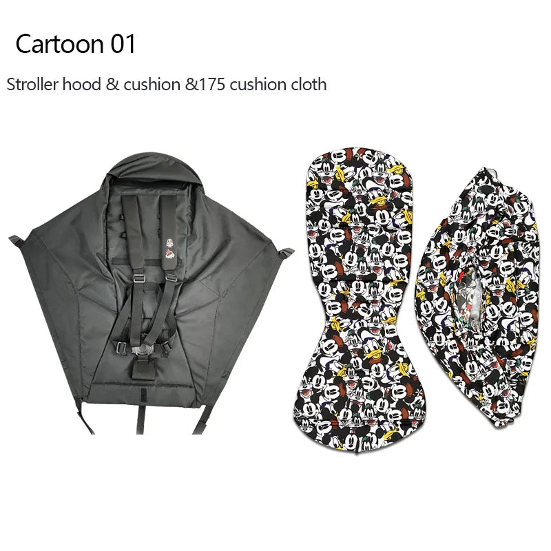 3Pcs/Set 175 Stroller Accessories Canopy Cover Seat Cushion Compatible with Babyzen YOYO Cover Seat Mattress with Zipper Pocket
