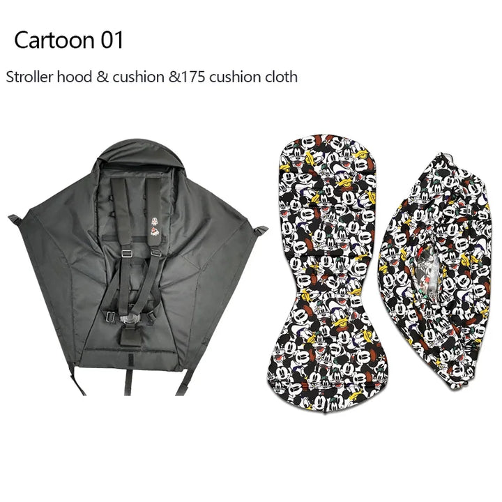 3Pcs/Set 175 Stroller Accessories Canopy Cover Seat Cushion Compatible with Babyzen YOYO Cover Seat Mattress with Zipper Pocket