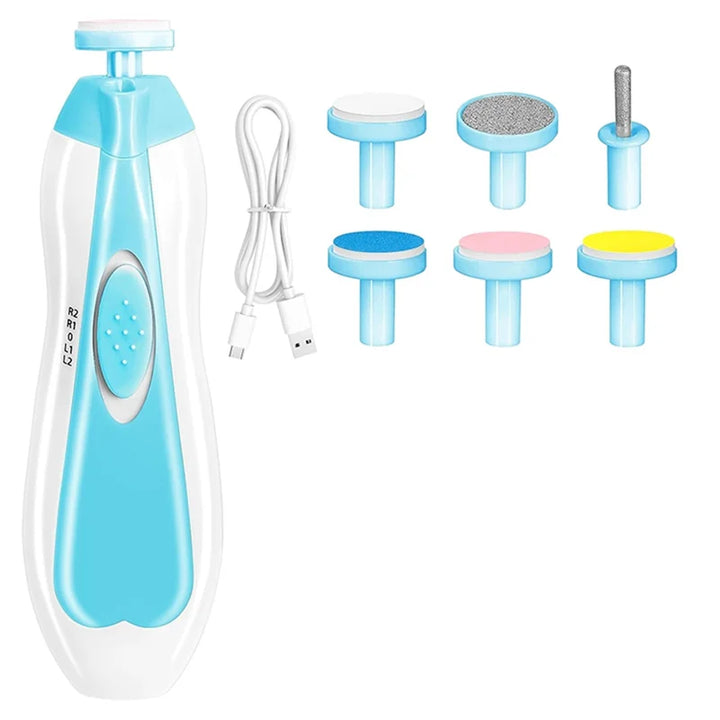 Electric Baby Nail Trimmer, 6 in 1 Rechargeable Manicure Set Grooming Kit Clippers for Baby Nails