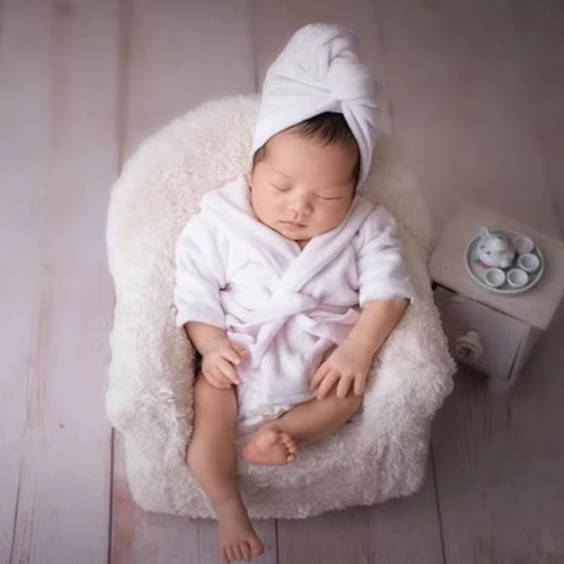 Newborn Costume for Photography Baby Breathable Bathrobe Bath Towel Headwear Slippers Photo Suit Photo Outfits