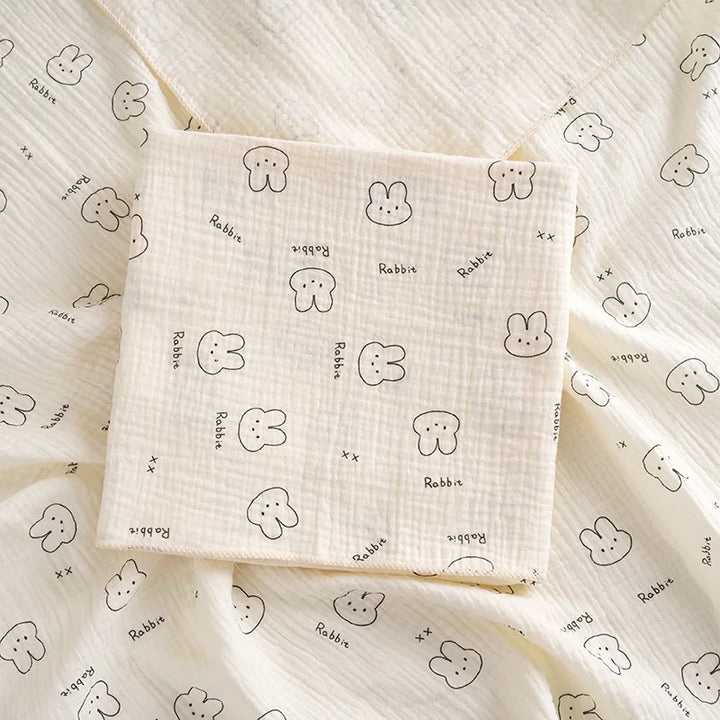 Cotton Muslin Cute Cartoon Printing Baby Swaddle Blanket Soft Breathable Newborn Baby Receiving Blanket for Infant Boys Girls