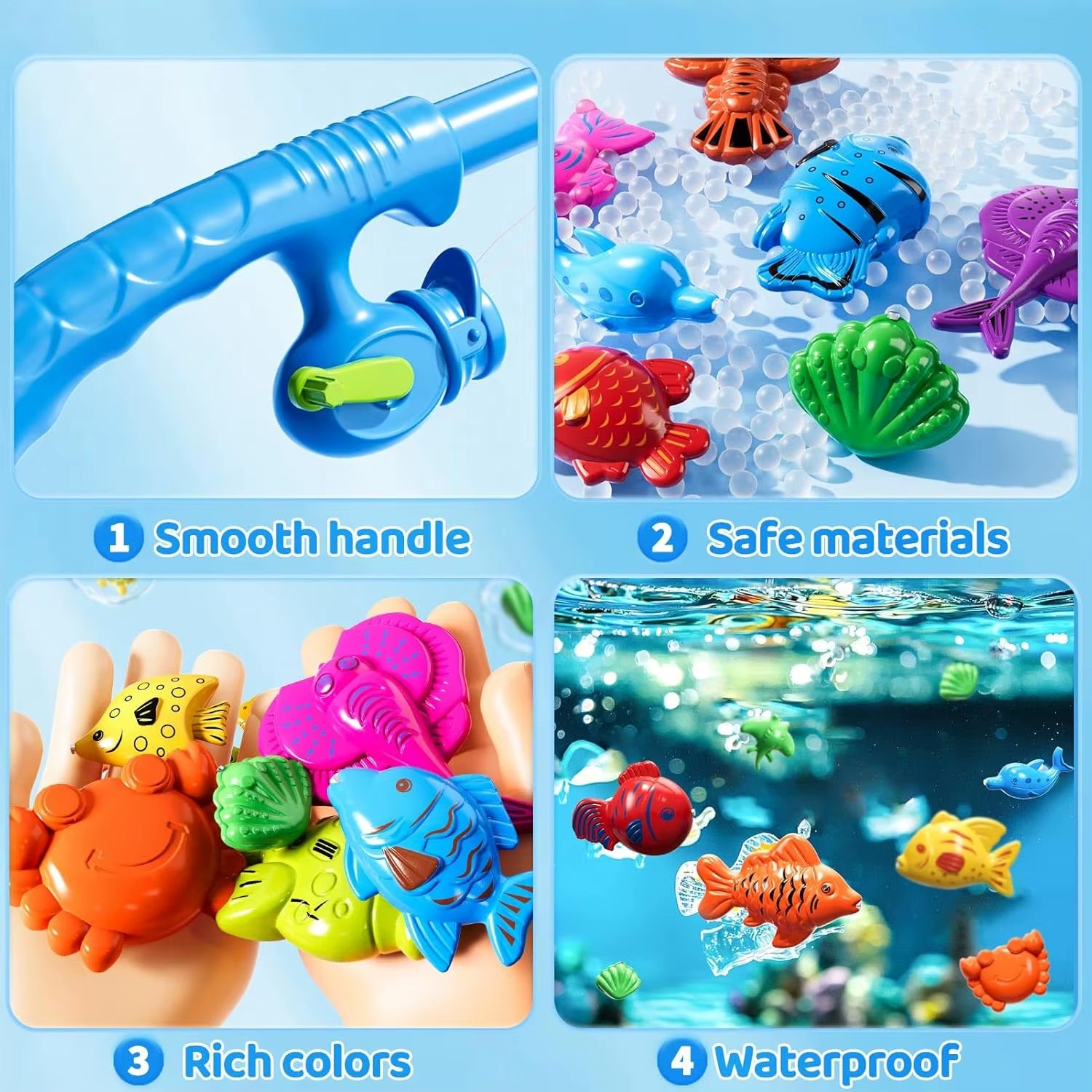 Kids Fishing Toy Set Play Water Toys for Baby Magnetic Rod and Fish with Inflatable Pool Outdoor Sport Puzzle Toys for Children