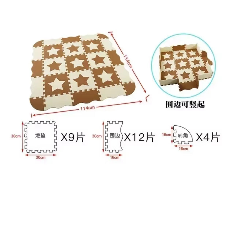 25Pcs/Lot Cartoon Animal Pattern Carpet EVA Foam Puzzle Mats Baby Play Mat Toy Floor Playmat with Fence Floor New Children'S Rug