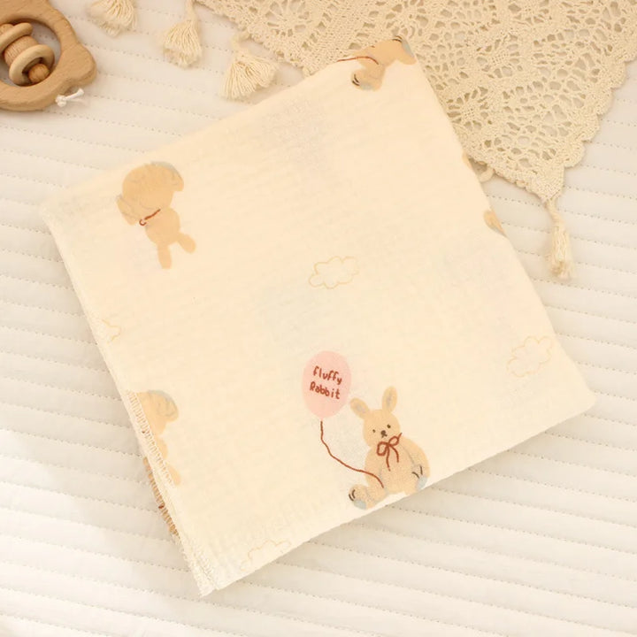 Cotton Muslin Cute Cartoon Printing Baby Swaddle Blanket Soft Breathable Newborn Baby Receiving Blanket for Infant Boys Girls