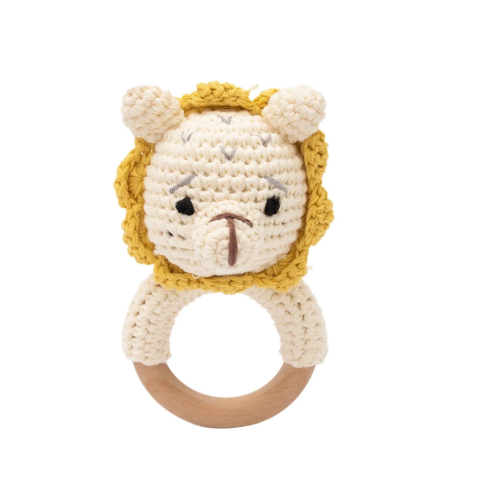 Wooden Rattle Baby Teether for Kids Teething Rings Animal Crochet Rattle Elephant Wooden Babies Gym Montessori Children'S Toys