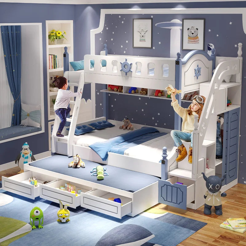 Bunk Bed Childrens Toddler Baby Crib Bassinet Montessori Trundle Princess Monster Wooden Hut Mezzanine Cradle Cot Letto Bambini