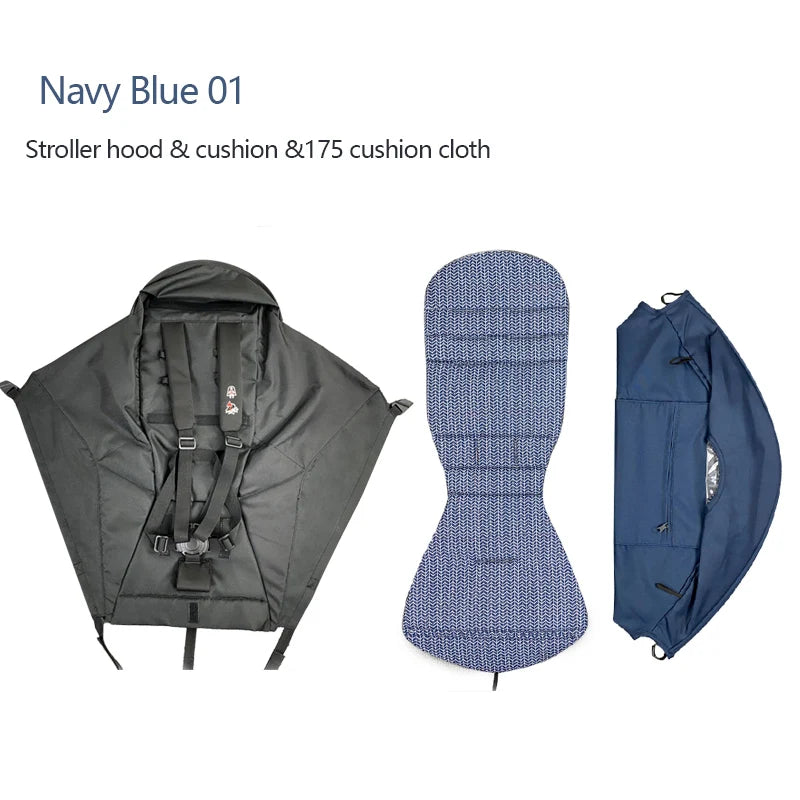 3Pcs/Set 175 Stroller Accessories Canopy Cover Seat Cushion Compatible with Babyzen YOYO Cover Seat Mattress with Zipper Pocket
