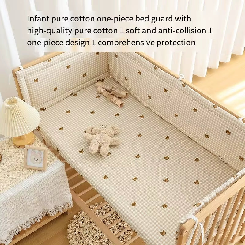 Newborn Baby Crib Surround Pure Cotton Breathable Anti-Collision Cushioning Soft Bag One-Piece Baby Bed with Children'S Splicing