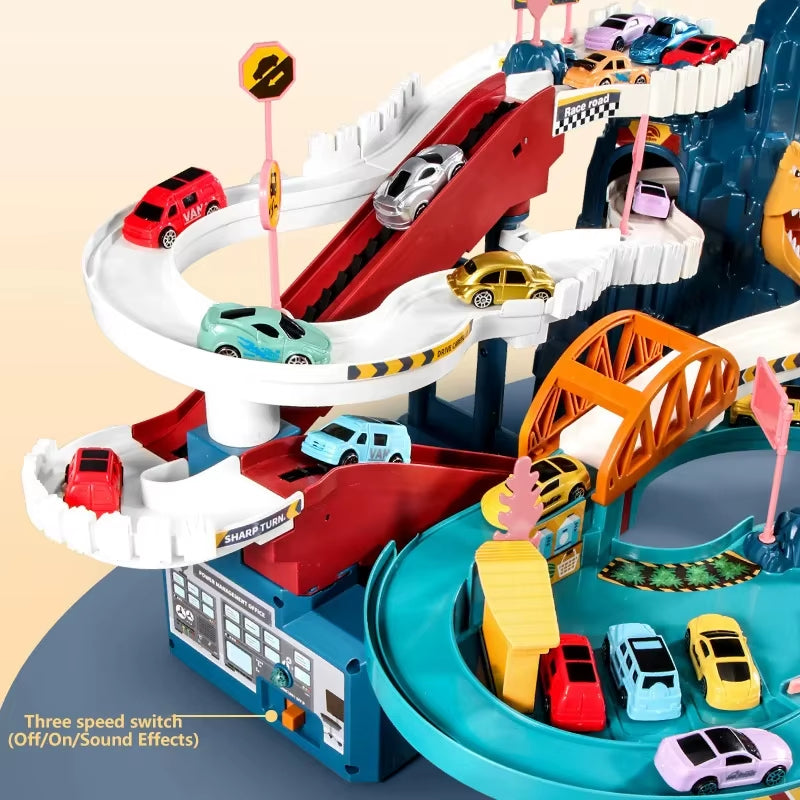 Lion Theme Car Track for Children Diecasts Holiday Gifts Birthday Hot Wheels Kids Educational Race Toys Racing Rail Cars
