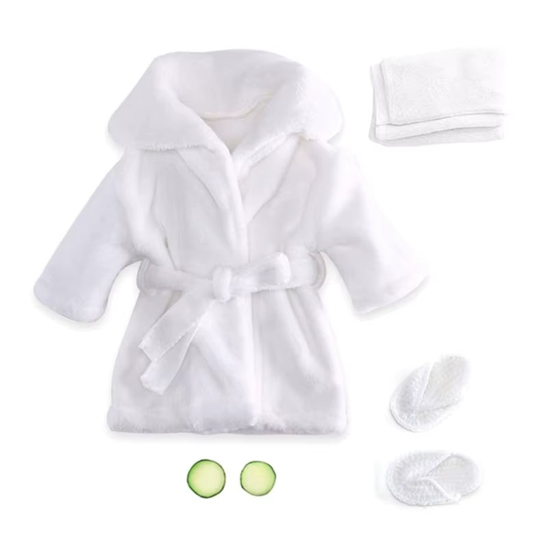 Newborn Costume for Photography Baby Breathable Bathrobe Bath Towel Headwear Slippers Photo Suit Photo Outfits