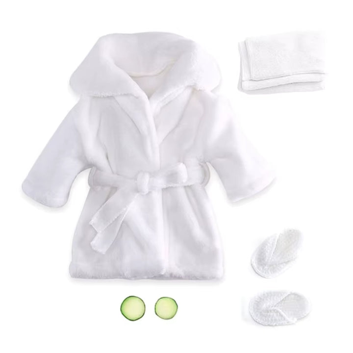 Newborn Costume for Photography Baby Breathable Bathrobe Bath Towel Headwear Slippers Photo Suit Photo Outfits