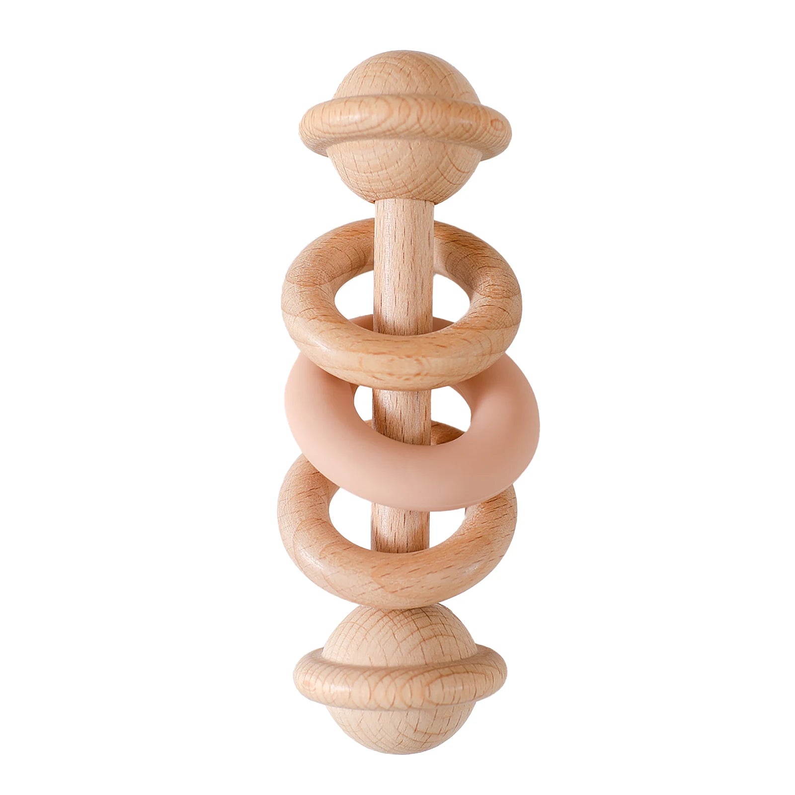Baby Toys Wooden Rattles Silicone Ring Baby Rattles and Mobiles 0 12 Months Sensory Toys for Baby Wooden Teether for Baby Gifts