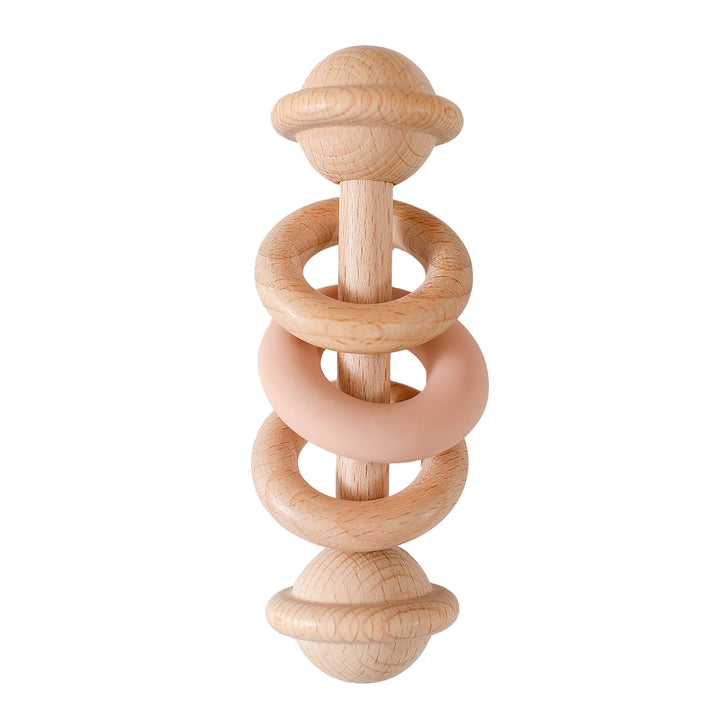 Baby Toys Wooden Rattles Silicone Ring Baby Rattles and Mobiles 0 12 Months Sensory Toys for Baby Wooden Teether for Baby Gifts