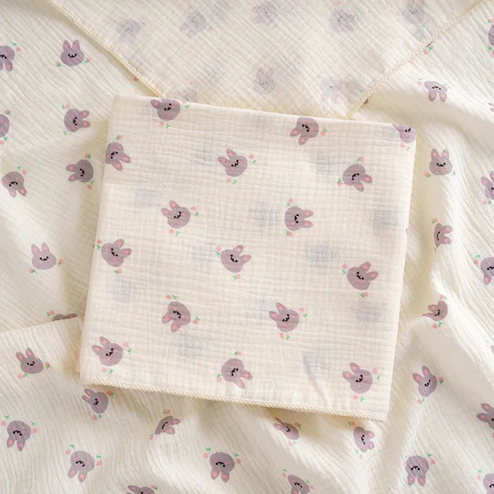 Cotton Muslin Cute Cartoon Printing Baby Swaddle Blanket Soft Breathable Newborn Baby Receiving Blanket for Infant Boys Girls