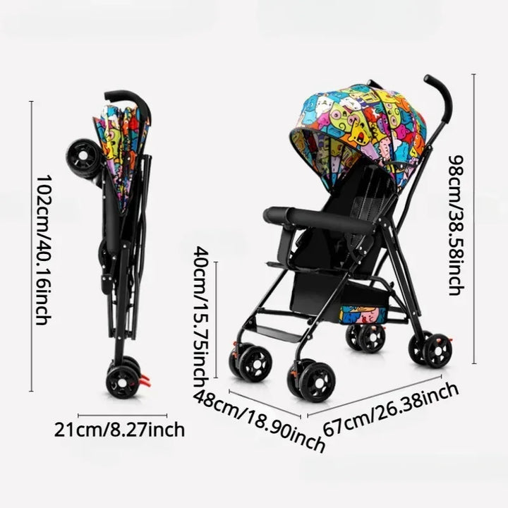 Foldable Baby Stroller Lightweight Infant Stroller with Large Windproof Sunshade Super Load-Bearing Baby Pram for Baby Boys Girl