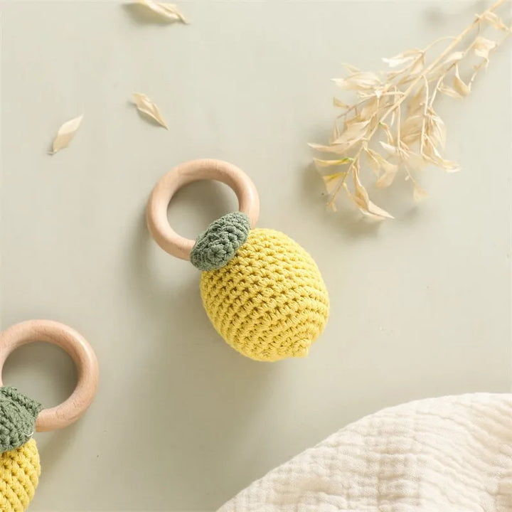For Lemon Rattle Bite Strength Exercise Comfort Toy Children'S Crochet Fruit Rattle Music Toy Teether Newborn Toy Rattle Gift