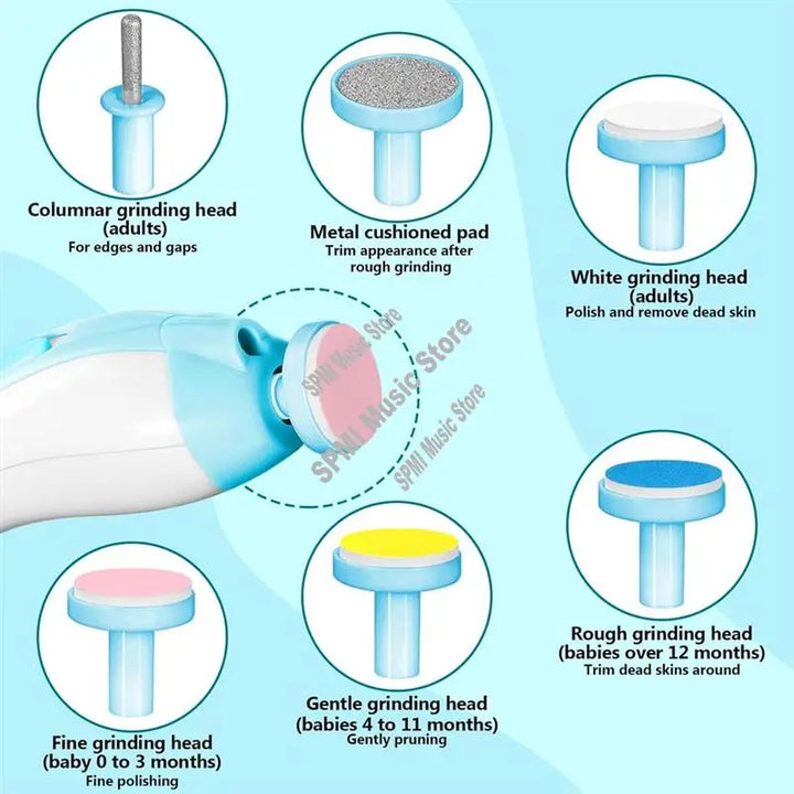 Electric Baby Nail Trimmer, 6 in 1 Rechargeable Manicure Set Grooming Kit Clippers for Baby Nails