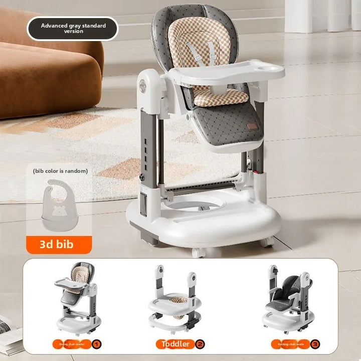 3-In-1 Foldable Baby High Chair, Multi-Functional Portable Dining Chair for Toddlers, Home Use Infant Feeding Chair with Table