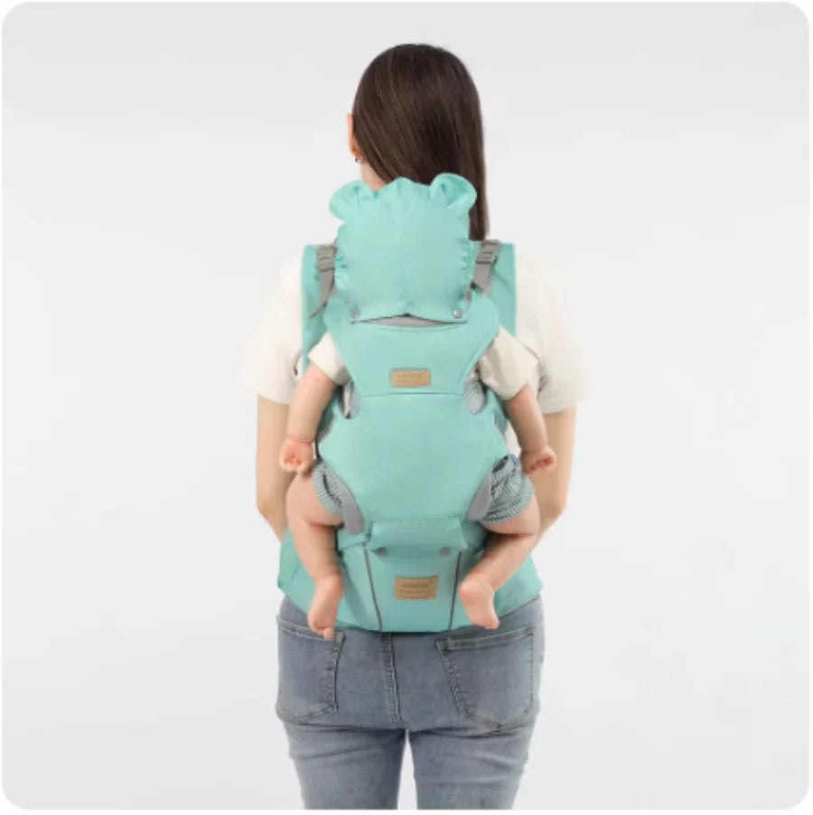 3 in 1 Baby Hipseat Carrier Backpack Straps for Infant Toddler 0-36M Ergonomic with Windproof Hat for Winter Luminous Strips