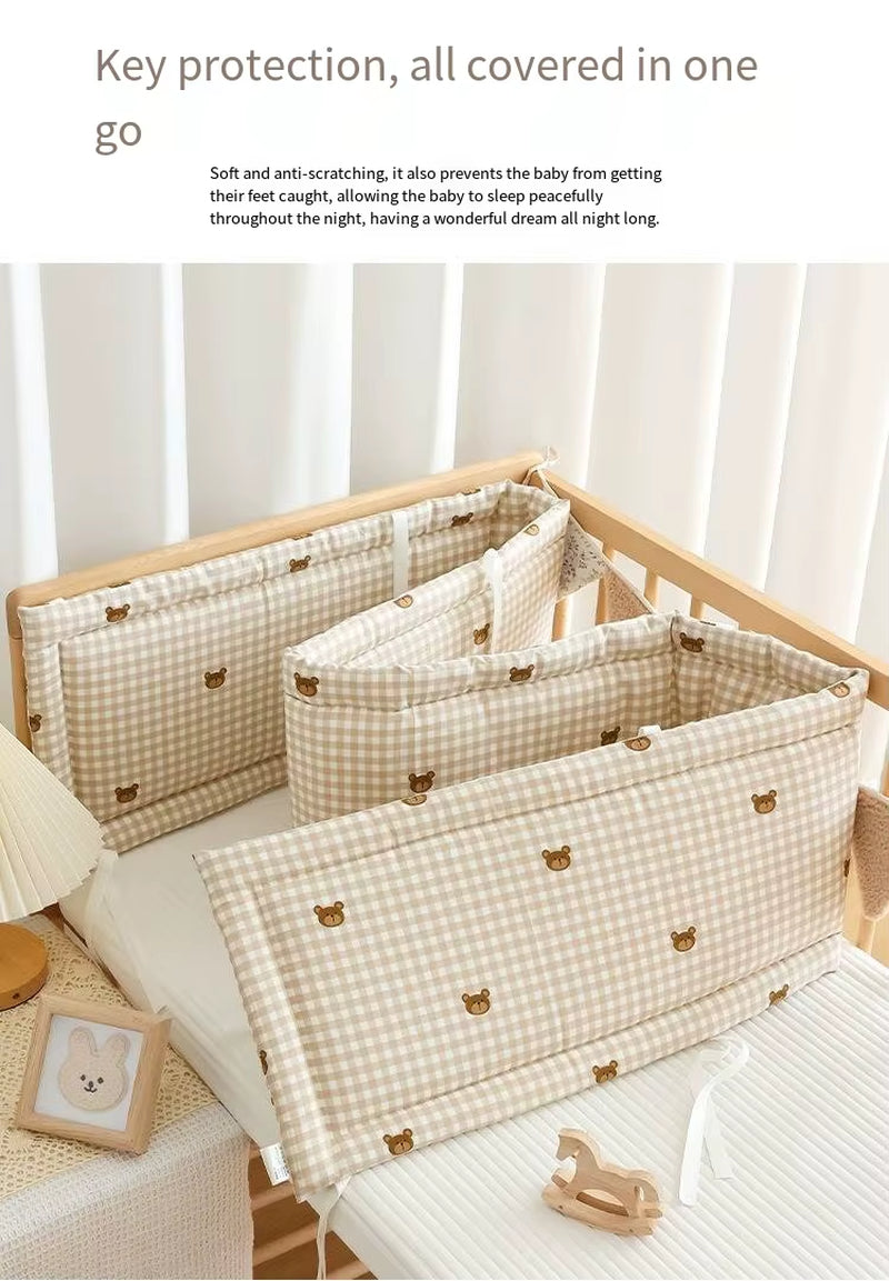 Newborn Baby Crib Surround Pure Cotton Breathable Anti-Collision Cushioning Soft Bag One-Piece Baby Bed with Children'S Splicing